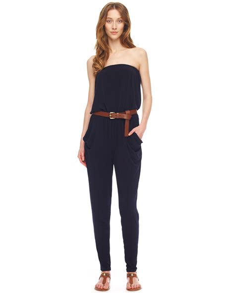 michael kors strapless jumpsuit|Michael Kors denim jumpsuit.